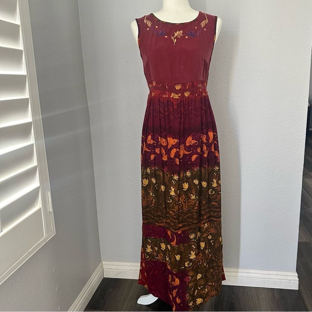 Vintage Carole Little Maxi Dress size 4,long dress,embroidered‎ details,cottage
